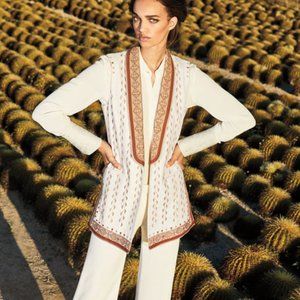 NWT Kobi Halperin Lili Embroidered Shawl Collar Vest